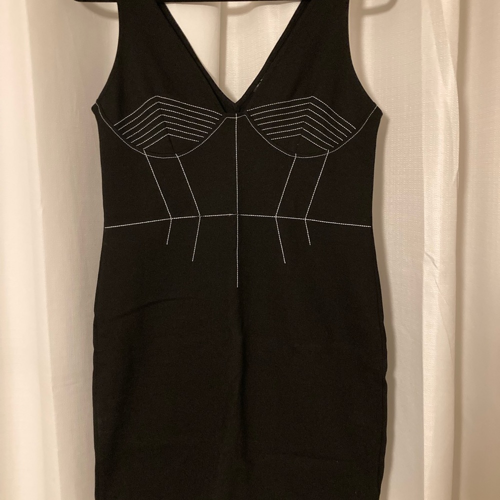 Topshop Black Mini Dress with White Accents